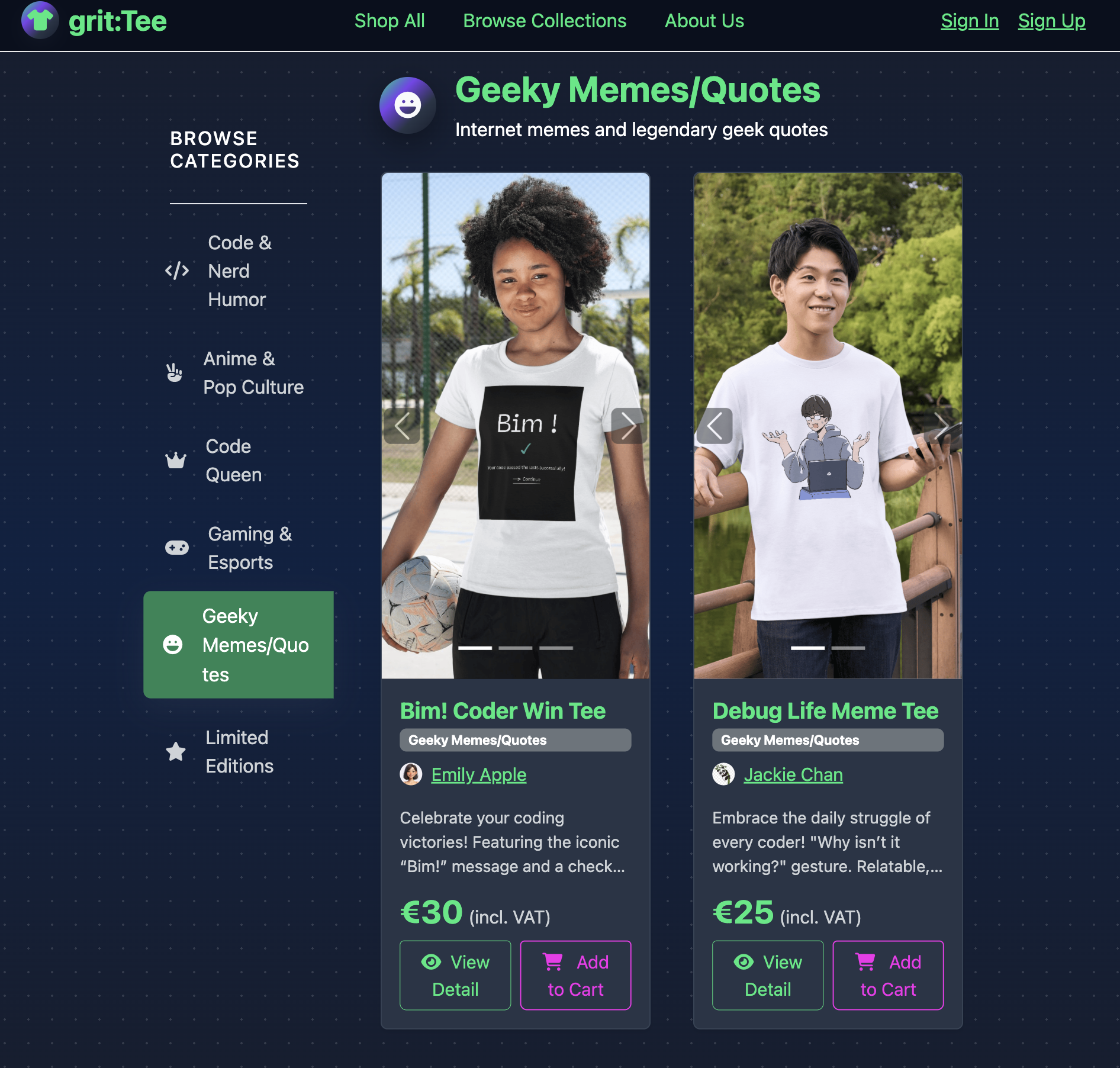 grit:Tee marketplace product listing